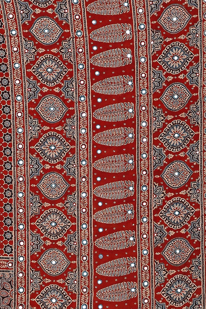 Red Silk Bead Handwork Wedding Saree Set by Sheeshakari at Pernia's Pop Up Shop