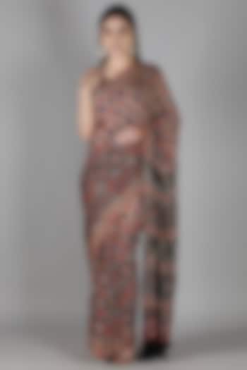 Red Silk Bead Handwork Reception Saree Set by Sheeshakari at Pernia's Pop Up Shop