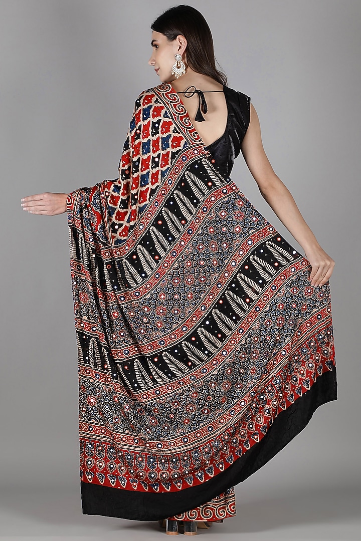 Red Silk Bead Handwork Reception Saree Set by Sheeshakari at Pernia's Pop Up Shop