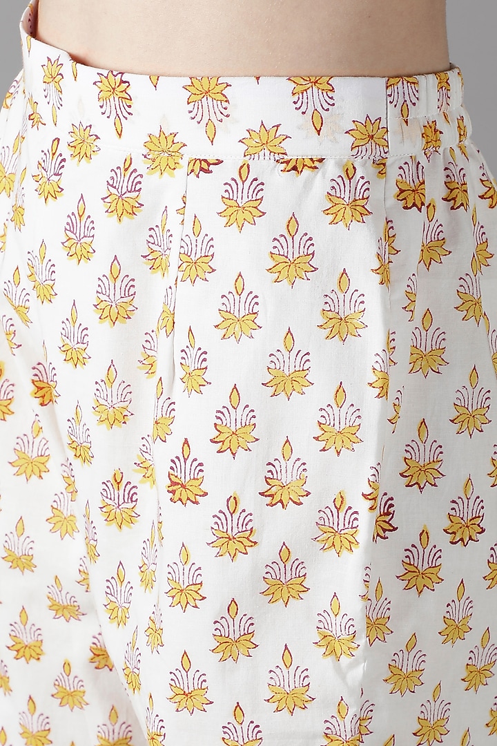 Yellow Silk Resham & Aari Handwork Kurta Set by Sheeshakari at Pernia's Pop Up Shop