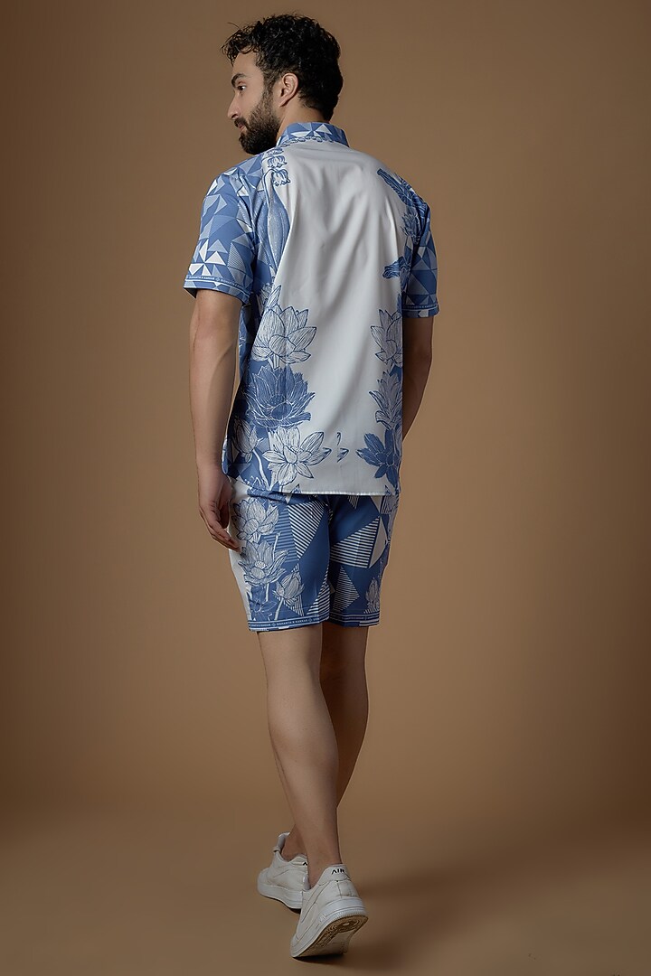 Blue Soft Butter Crepe Printed Co-Ord Set by SIDHARTH K KAKKAR at Pernia's Pop Up Shop