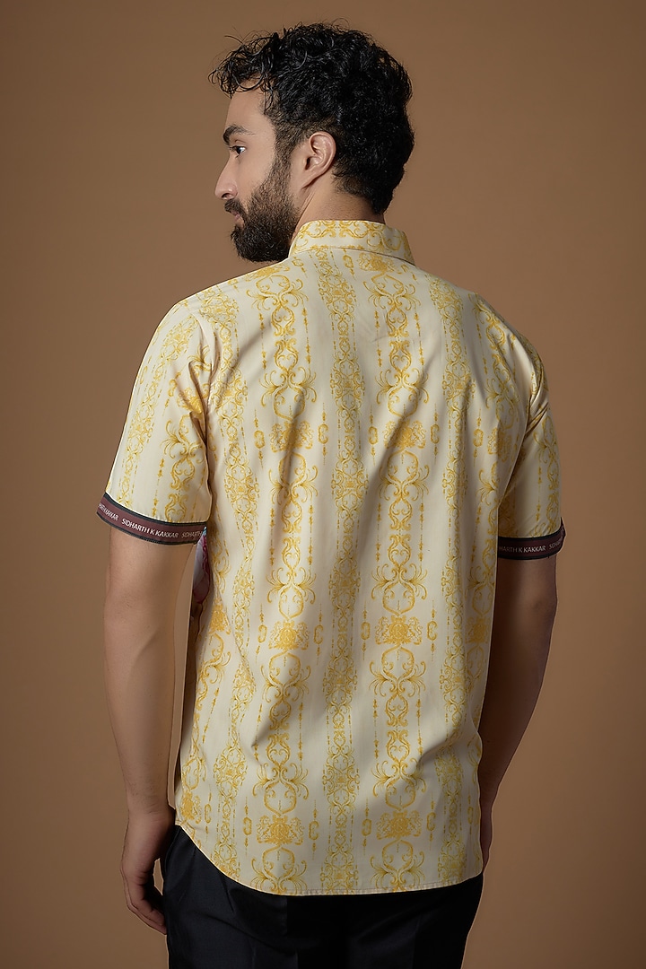 Yellow Butter Crepe Printed Party Wear Shirt by SIDHARTH K KAKKAR at Pernia's Pop Up Shop