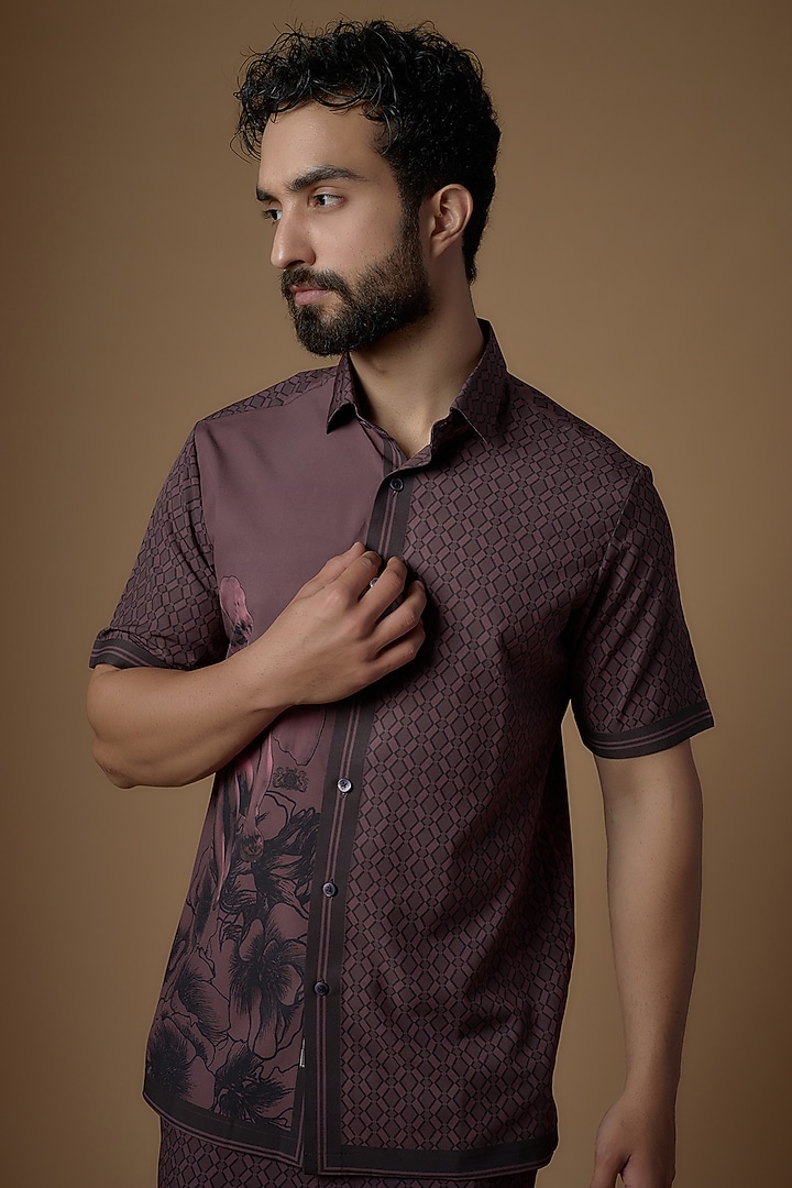 Wine Soft Butter Crepe Printed Co-Ord Set by SIDHARTH K KAKKAR at Pernia's Pop Up Shop