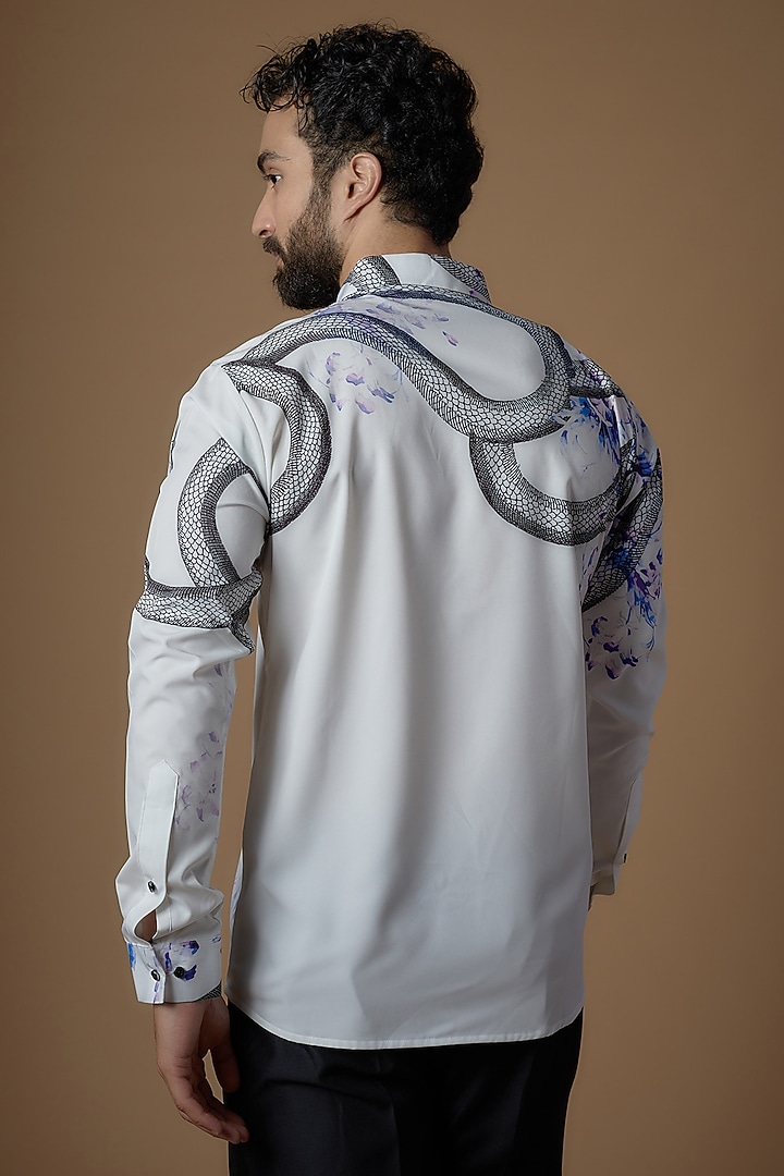 White Soft Butter Crepe Printed Party Wear Shirt by SIDHARTH K KAKKAR at Pernia's Pop Up Shop