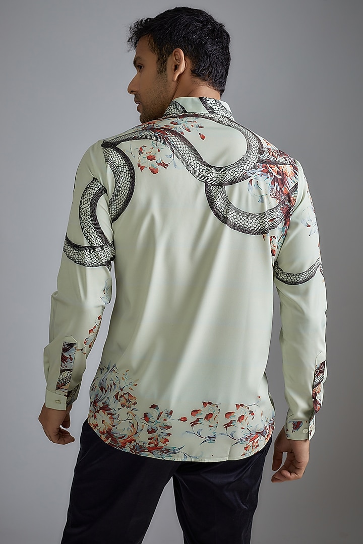 Pista Green Soft Butter Crepe Printed Party Wear Shirt by SIDHARTH K KAKKAR at Pernia's Pop Up Shop