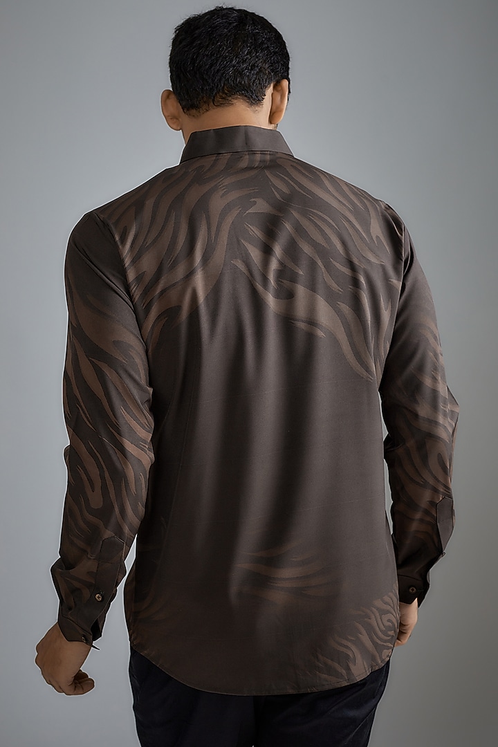 Brown Soft Butter Crepe Printed Party Wear Shirt by SIDHARTH K KAKKAR at Pernia's Pop Up Shop