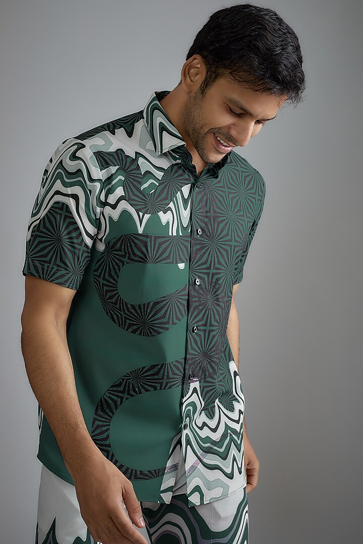 Green Soft Butter Crepe Printed Co-Ord Set by SIDHARTH K KAKKAR at Pernia's Pop Up Shop