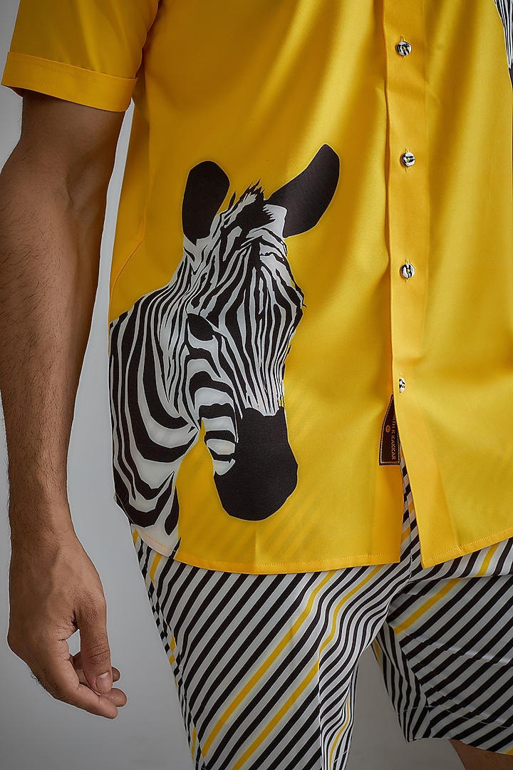 Yellow Soft Butter Crepe Printed Co-Ord Set by SIDHARTH K KAKKAR at Pernia's Pop Up Shop