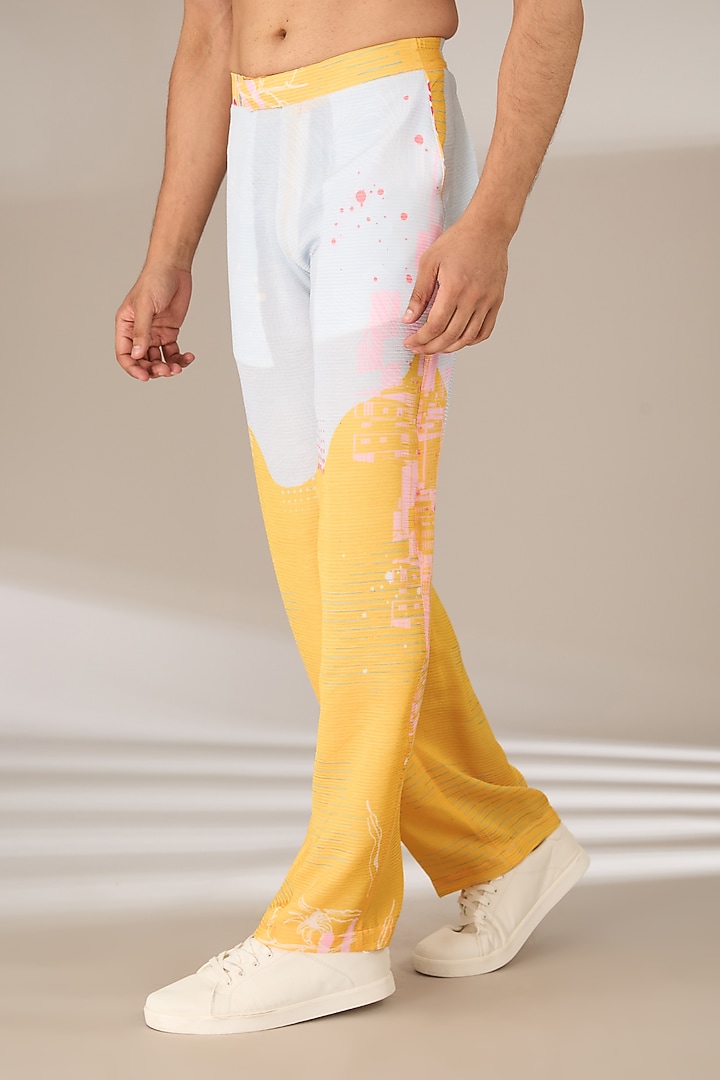 Yellow Poly Satin Digital Printed Co-Ord Set by SIDHARTH K KAKKAR at Pernia's Pop Up Shop