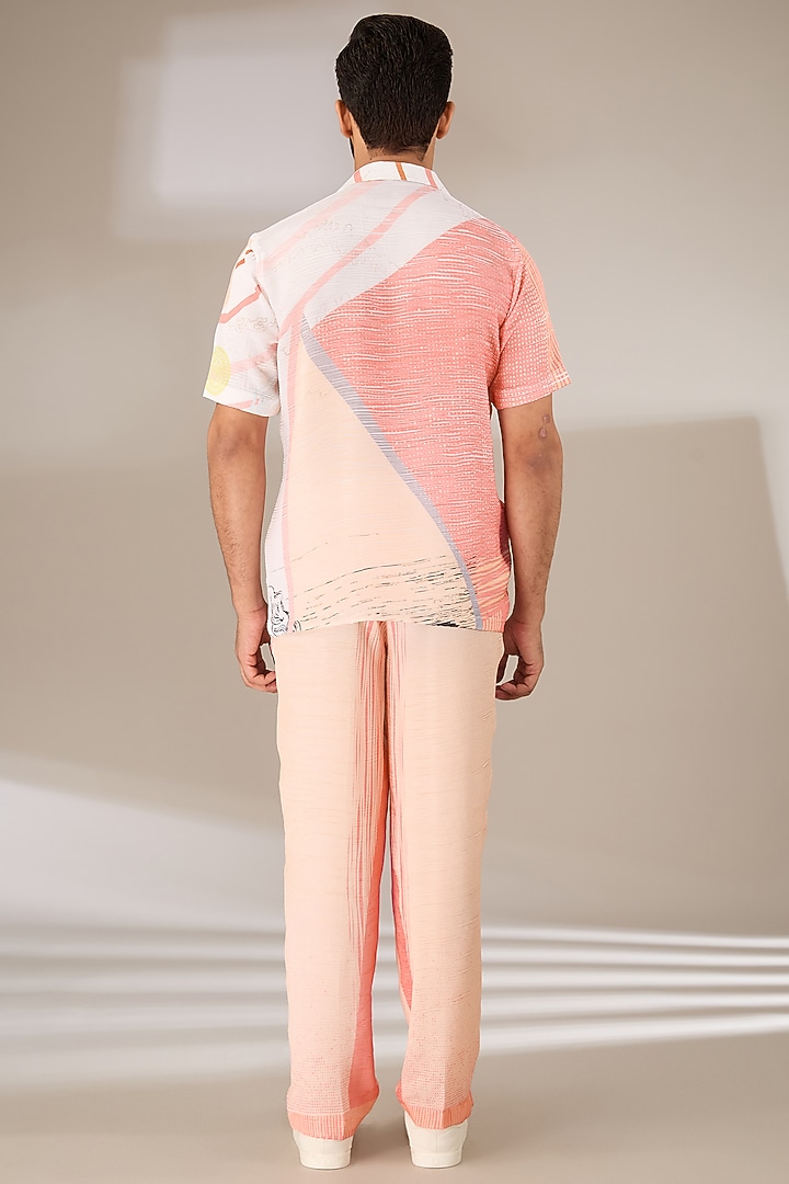 Peach Poly Satin Digital Printed Co-Ord Set by SIDHARTH K KAKKAR at Pernia's Pop Up Shop