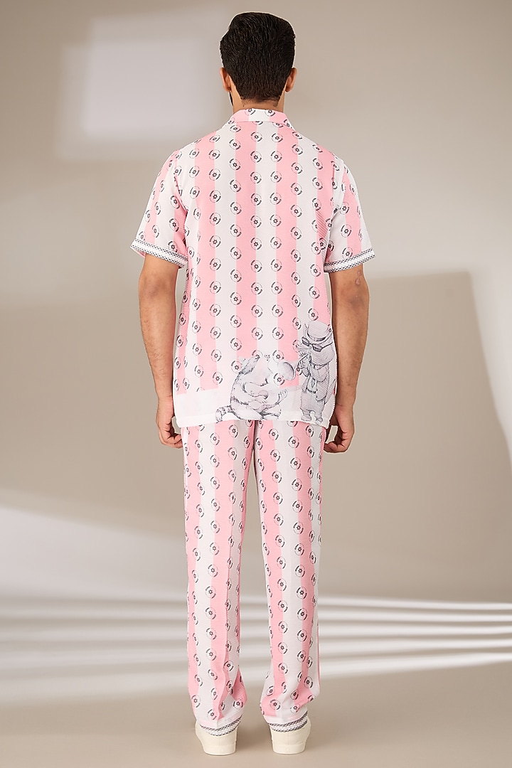 Pink Poly Satin Digital Printed Co-Ord Set by SIDHARTH K KAKKAR at Pernia's Pop Up Shop
