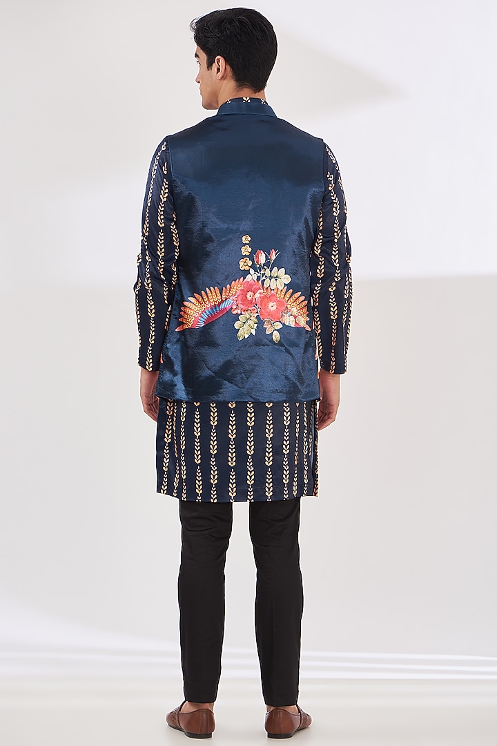 Multi-Colored Satin Tropical Printed Indo-Western Set by SIDHARTH K KAKKAR at Pernia's Pop Up Shop