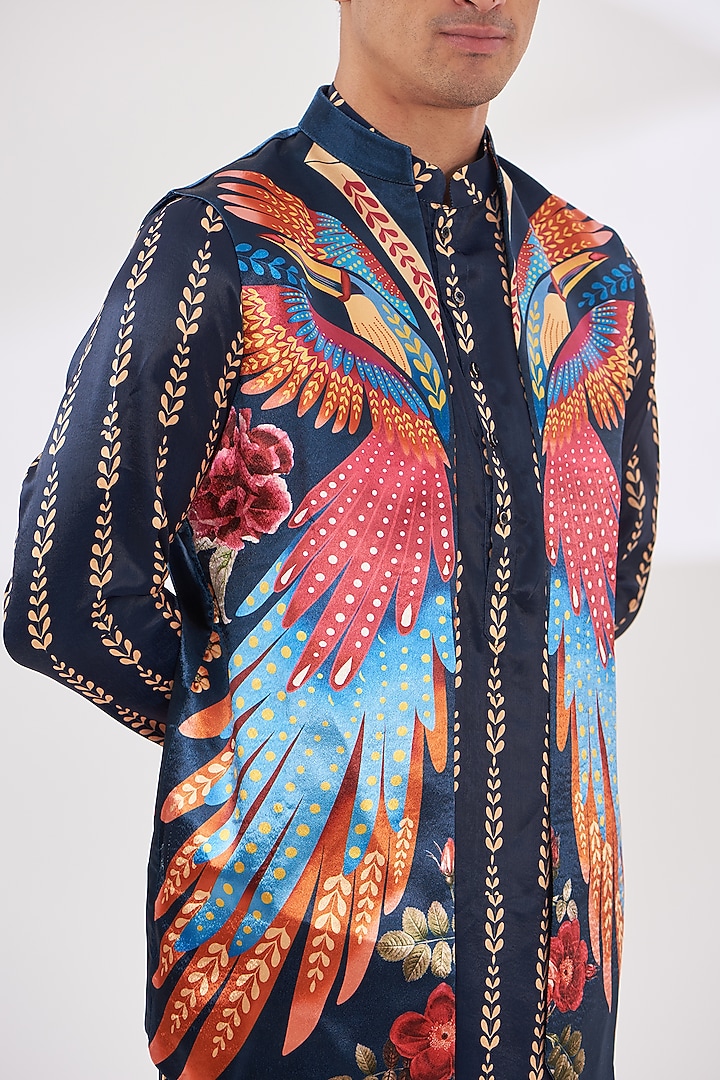 Multi-Colored Satin Tropical Printed Indo-Western Set by SIDHARTH K KAKKAR at Pernia's Pop Up Shop