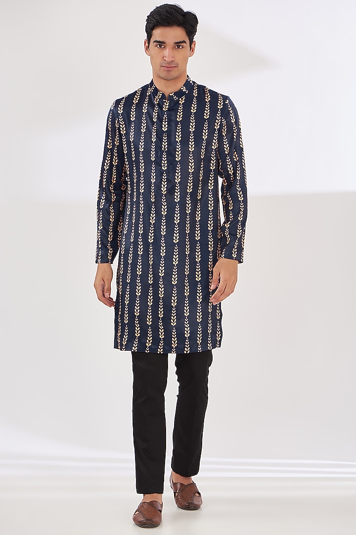 Multi-Colored Satin Tropical Printed Indo-Western Set by SIDHARTH K KAKKAR at Pernia's Pop Up Shop