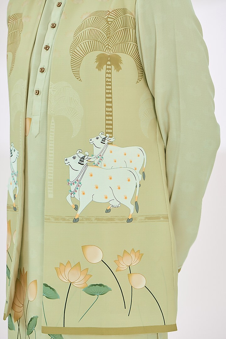 Beige Crepe Digital Animal Printed Indo-Western Set by SIDHARTH K KAKKAR at Pernia's Pop Up Shop