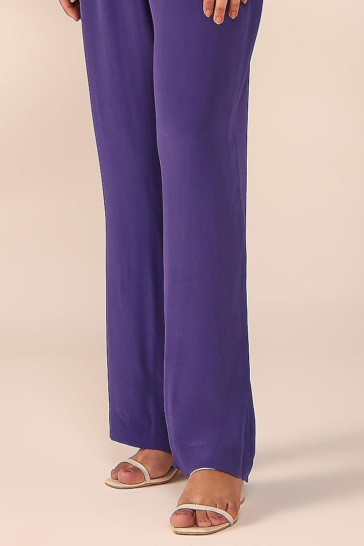 Periwinkle Ombre Italian Crepe Hand Embroidered Co-Ord Set by Sakshi Khetterpal at Pernia's Pop Up Shop
