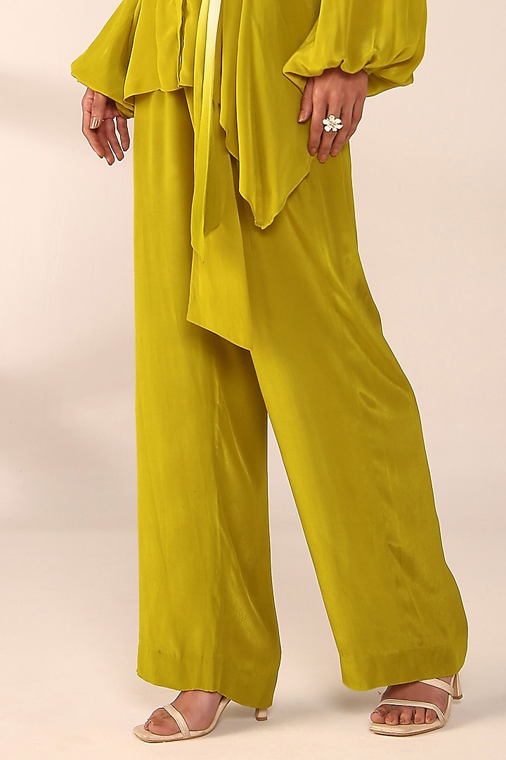 Citrus Yellow Italian Crepe Patch Work Co-Ord Set by Sakshi Khetterpal at Pernia's Pop Up Shop
