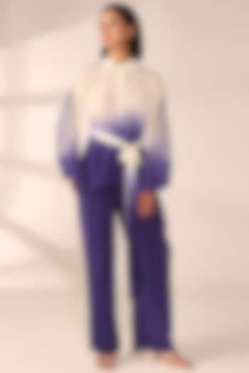 Periwinkle Italian Crepe Patch Work Co-Ord Set by Sakshi Khetterpal at Pernia's Pop Up Shop