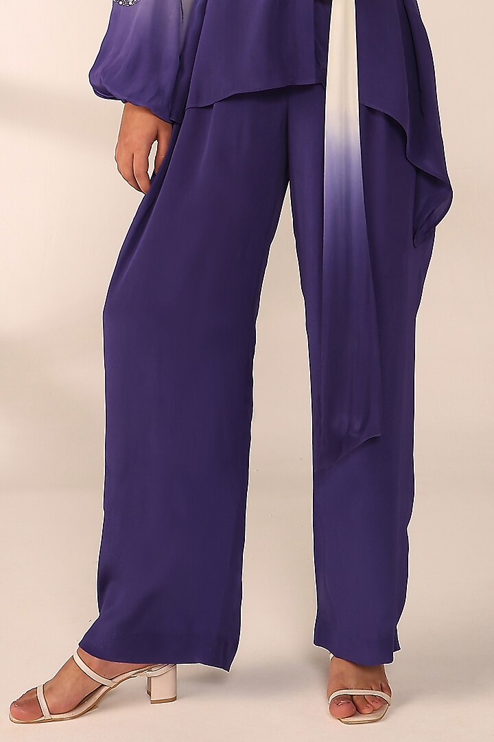 Periwinkle Italian Crepe Patch Work Co-Ord Set by Sakshi Khetterpal at Pernia's Pop Up Shop