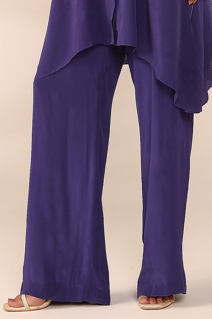 Periwinkle Ombre Italian Crepe Hand Embroidered Co-Ord Set by Sakshi Khetterpal at Pernia's Pop Up Shop