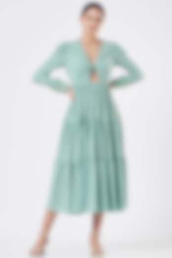 Mint Front Twisted Cut-Out Midi Dress by Sakshi Khetterpal