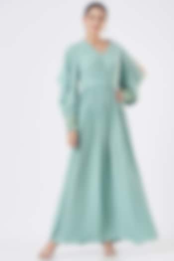 Mint Draped Maxi Vacation Dress by Sakshi Khetterpal at Pernia's Pop Up Shop