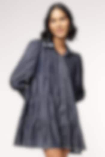 Blue Tencel Denim Tiered Summer Dress by Sakshi Khetterpal at Pernia's Pop Up Shop