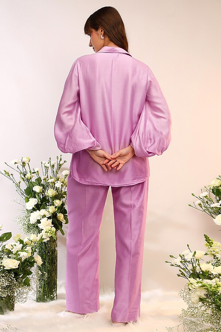 Berry Purple Chanderi Silk Hand & Machine Embroidered Co-Ord Set by Sakshi Khetterpal at Pernia's Pop Up Shop