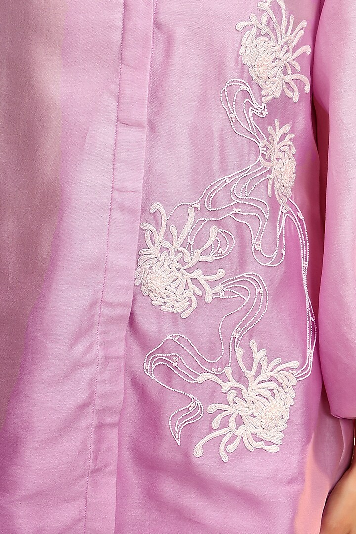 Berry Purple Chanderi Silk Hand & Machine Embroidered Co-Ord Set by Sakshi Khetterpal at Pernia's Pop Up Shop