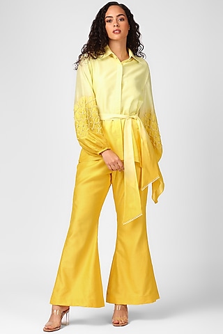 Sunshine Chanderi Embroidered Co-Ord Set by Sakshi Khetterpal