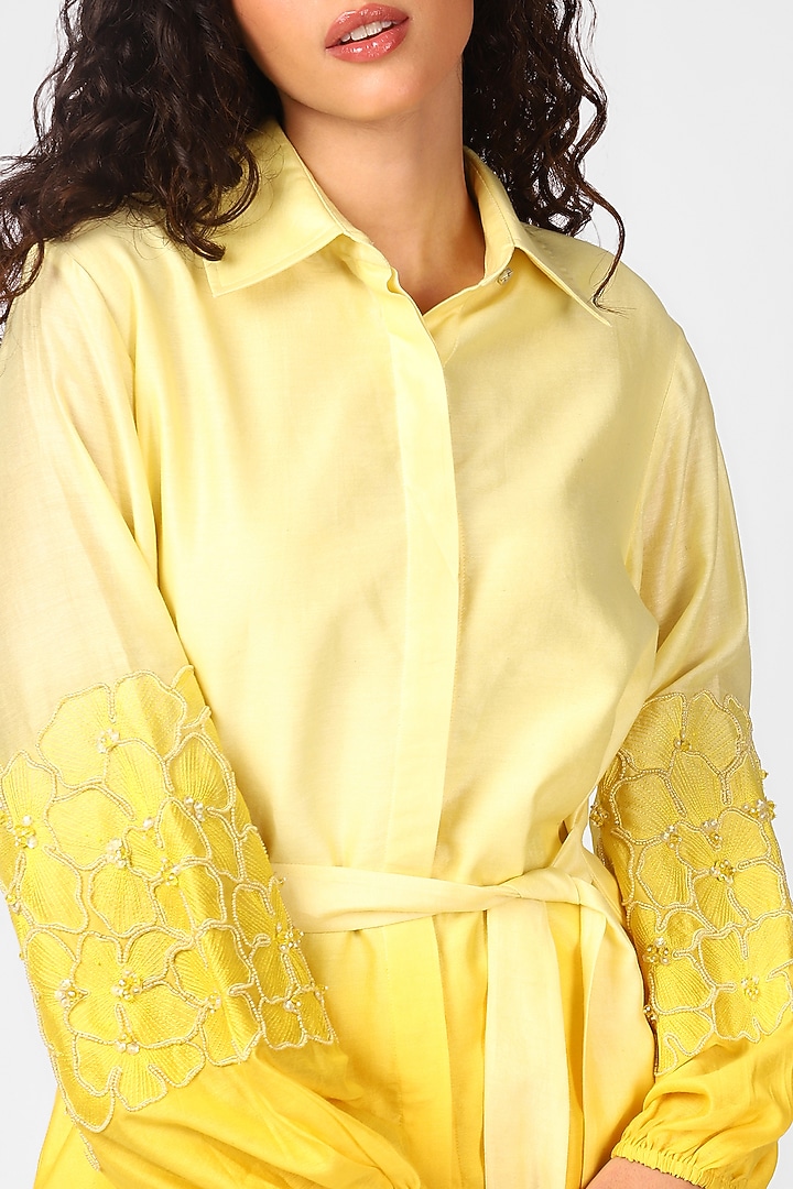 Sunshine Chanderi Embroidered Co-Ord Set by Sakshi Khetterpal at Pernia's Pop Up Shop