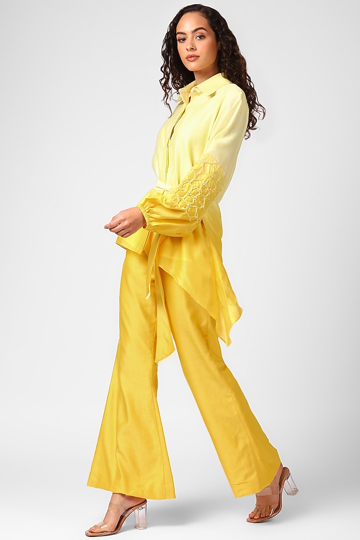 Sunshine Chanderi Embroidered Co-Ord Set by Sakshi Khetterpal at Pernia's Pop Up Shop