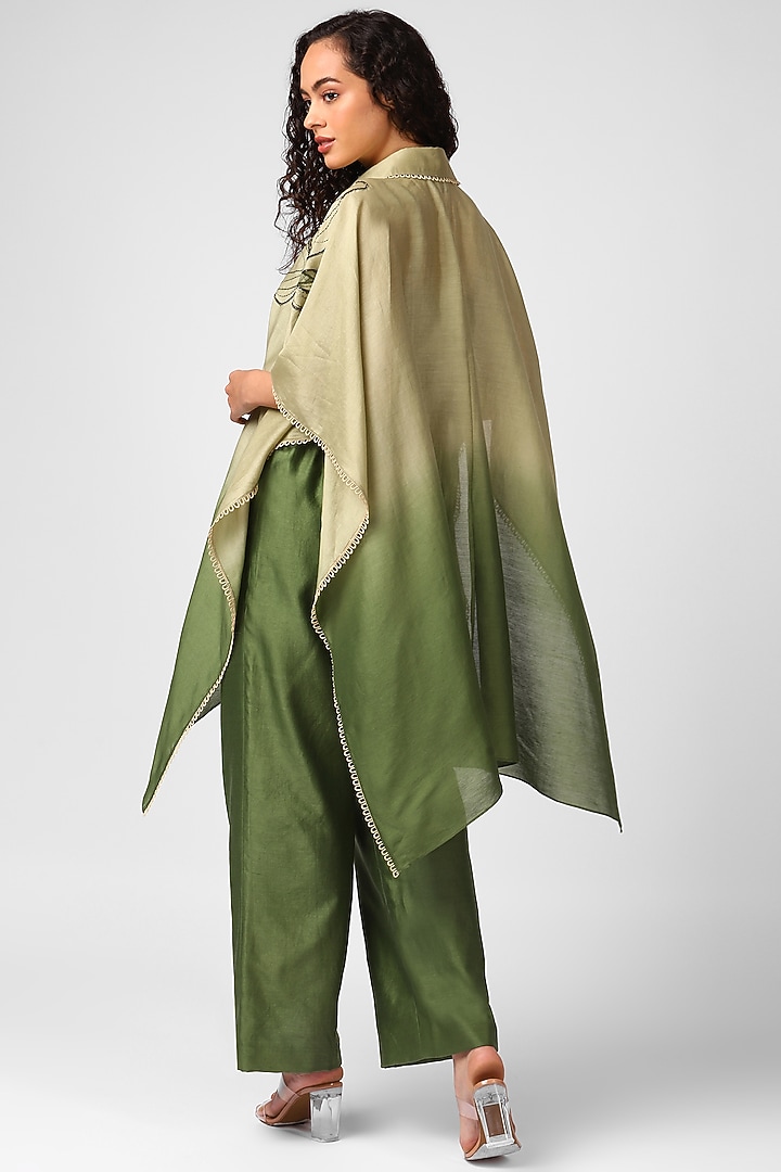 Olive Night Embroidered Cape Set by Sakshi Khetterpal at Pernia's Pop Up Shop