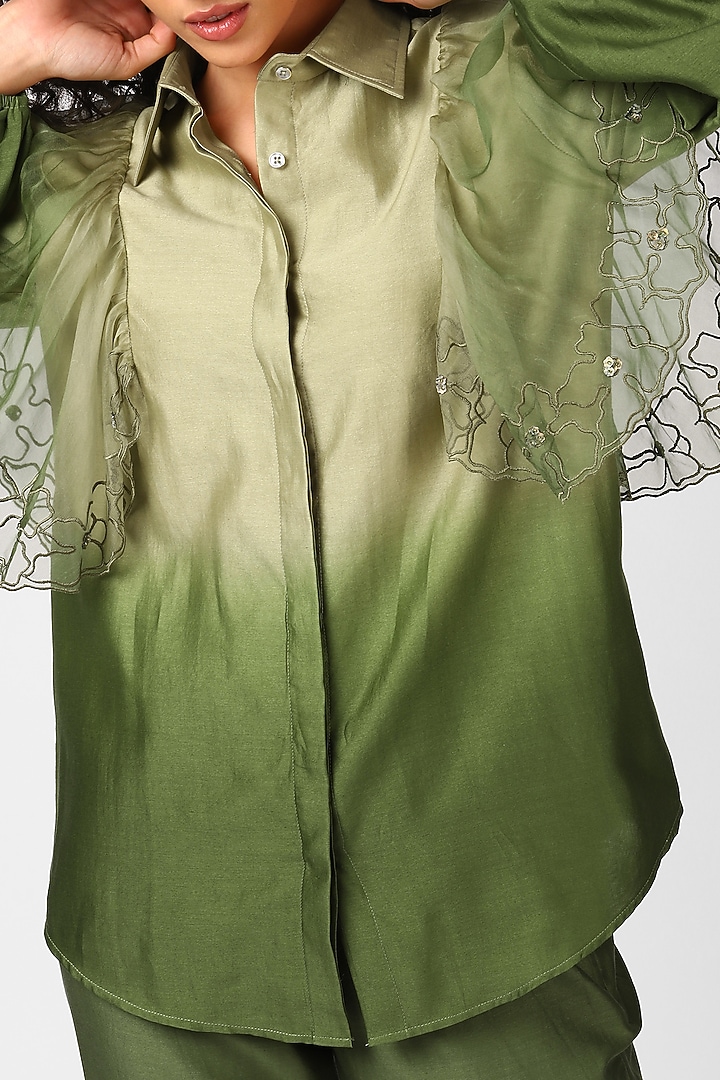 Olive Night Embroidered Co-Ord Set by Sakshi Khetterpal at Pernia's Pop Up Shop