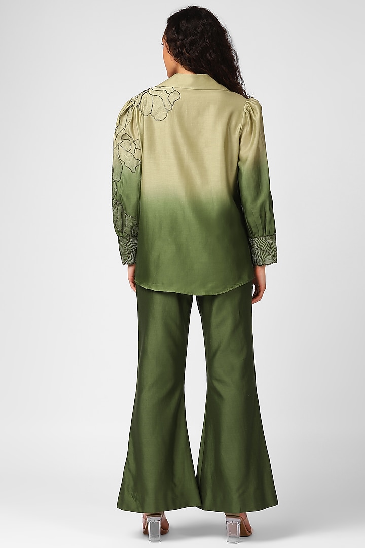 Olive Green Embroidered Co-Ord Set by Sakshi Khetterpal at Pernia's Pop Up Shop