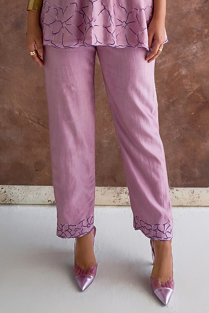 Smoky Grape Chanderi Co-Ord Set by Sakshi Khetterpal at Pernia's Pop Up Shop