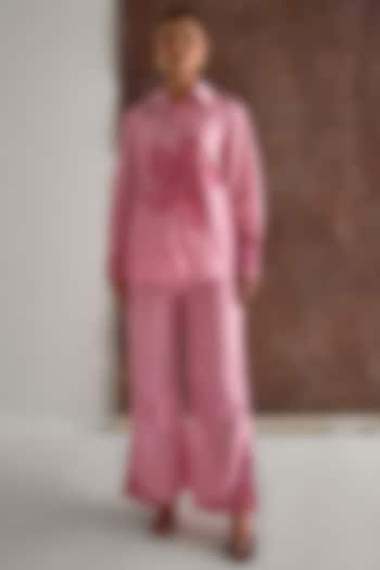 Candy Pink Chanderi Co-Ord Set by Sakshi Khetterpal at Pernia's Pop Up Shop