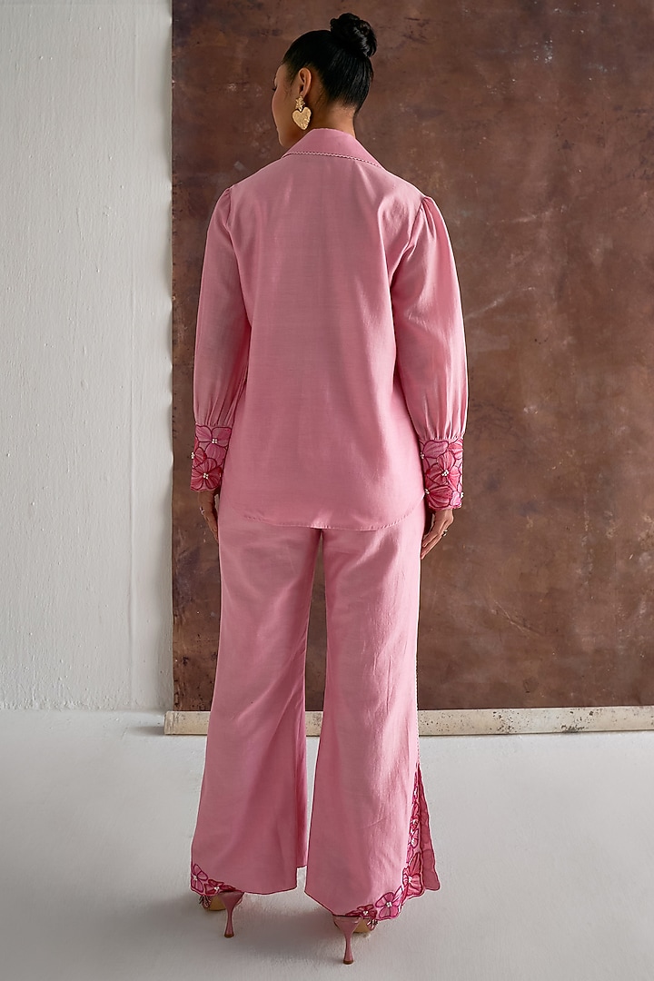 Candy Pink Chanderi Co-Ord Set by Sakshi Khetterpal at Pernia's Pop Up Shop