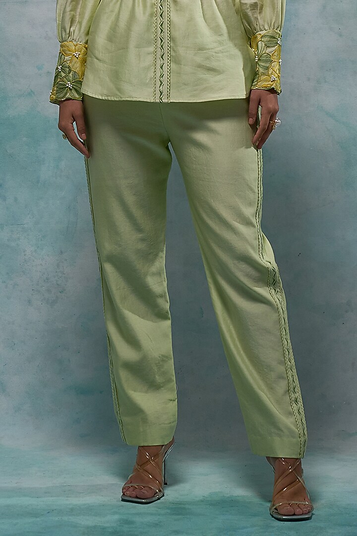 Pistachio Chanderi Co-Ord Set by Sakshi Khetterpal at Pernia's Pop Up Shop