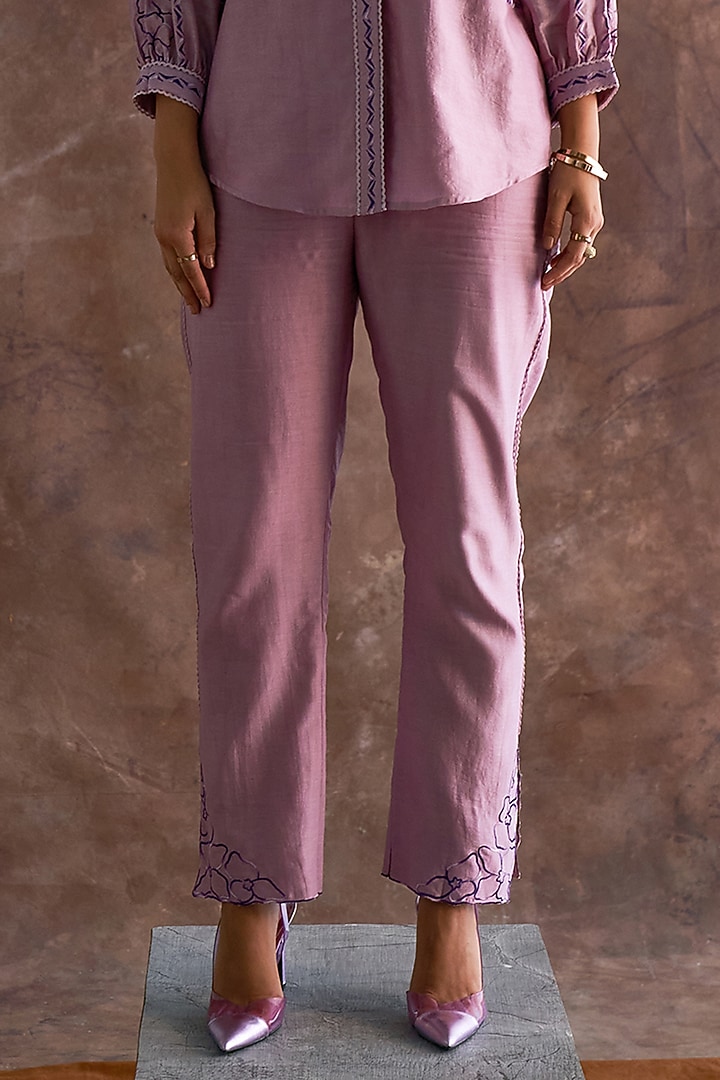 Smokey Grape Chanderi Embroidered Co-Ord Set by Sakshi Khetterpal at Pernia's Pop Up Shop