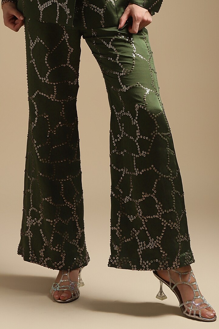 Olive Green Ankle-Length Pants Design by Ritu Kumar at Pernia's Pop Up Shop  2024