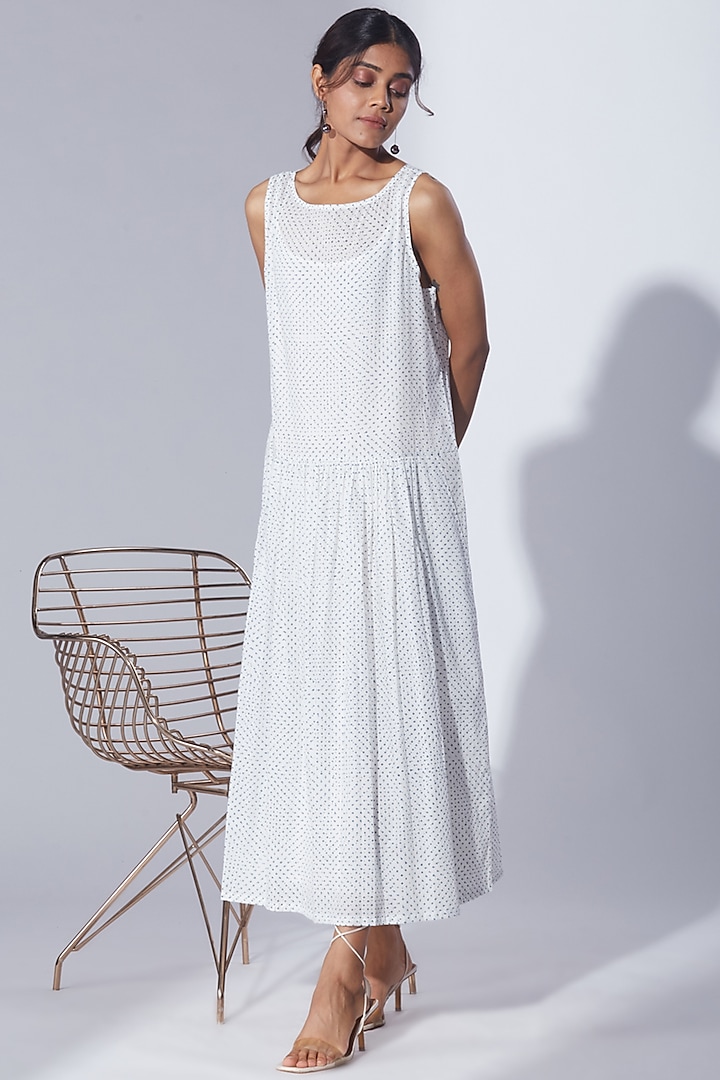 White Cotton Midi Dress by Shikha Malik