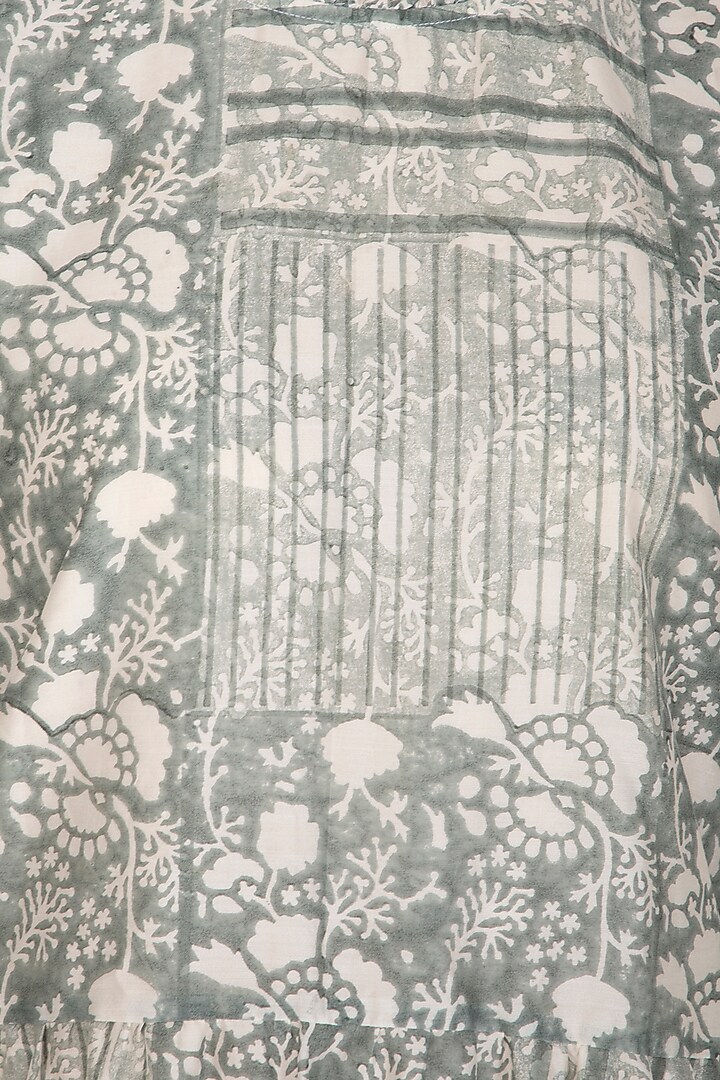 Grey Block Printed Tiered Summer Dress by Shikha Malik at Pernia's Pop Up Shop