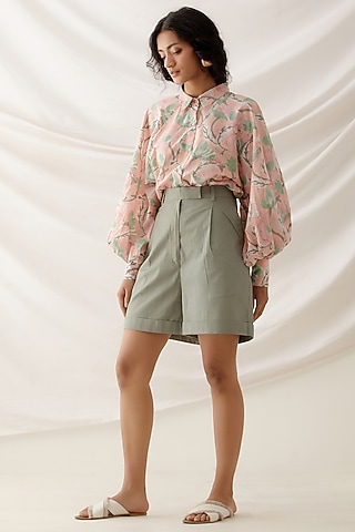 Peach Cotton Block Printed Co-Ord Set by Shikha Malik