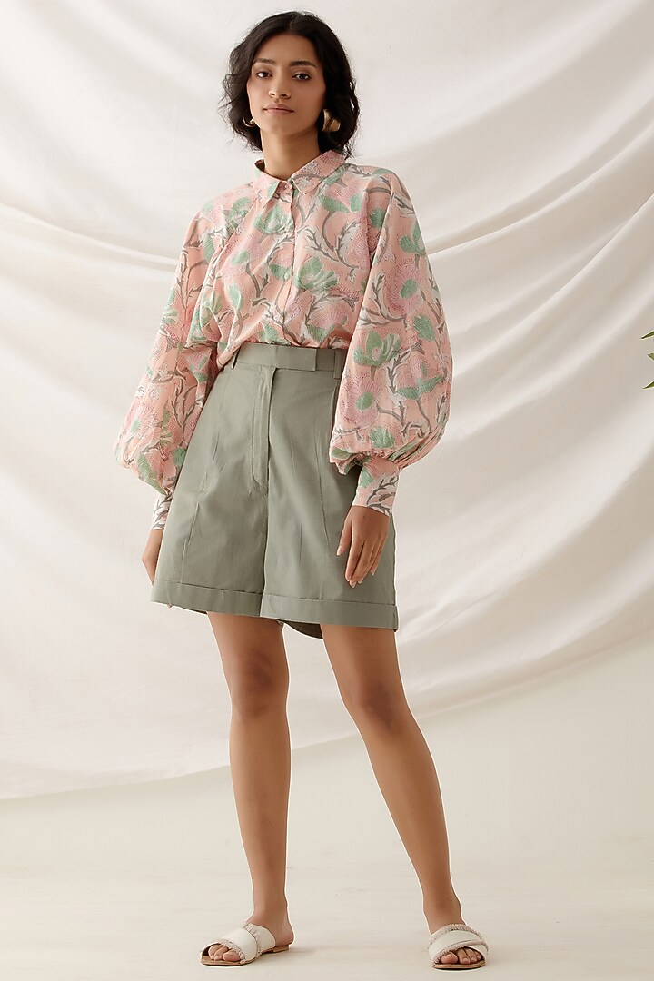 Peach Cotton Block Printed Co-Ord Set by Shikha Malik at Pernia's Pop Up Shop