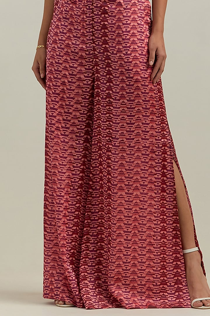 Peach Satin Blend Printed Co-Ord Set by Shikha Malik at Pernia's Pop Up Shop
