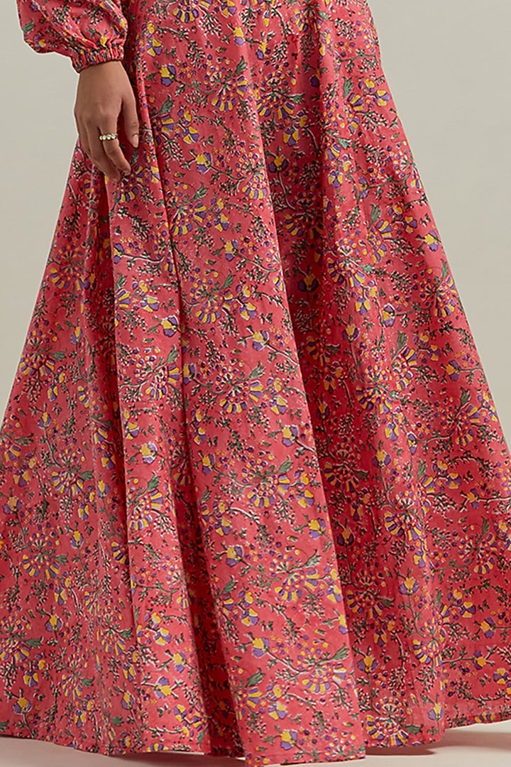 Peach Cotton Block Printed Skirt Set by Shikha Malik at Pernia's Pop Up Shop