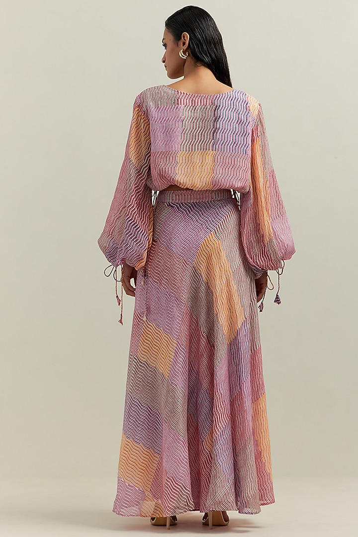 Multi-Colored Cotton Blend Printed Skirt Set by Shikha Malik at Pernia's Pop Up Shop