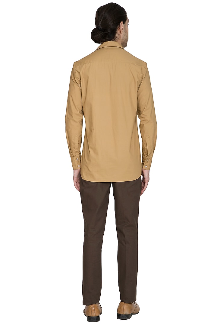 Brown Pleated Trouser Pants by Shikha Malik Men at Pernia's Pop Up Shop