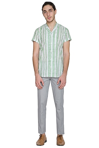 White Block Printed Shirt by Shikha Malik Men